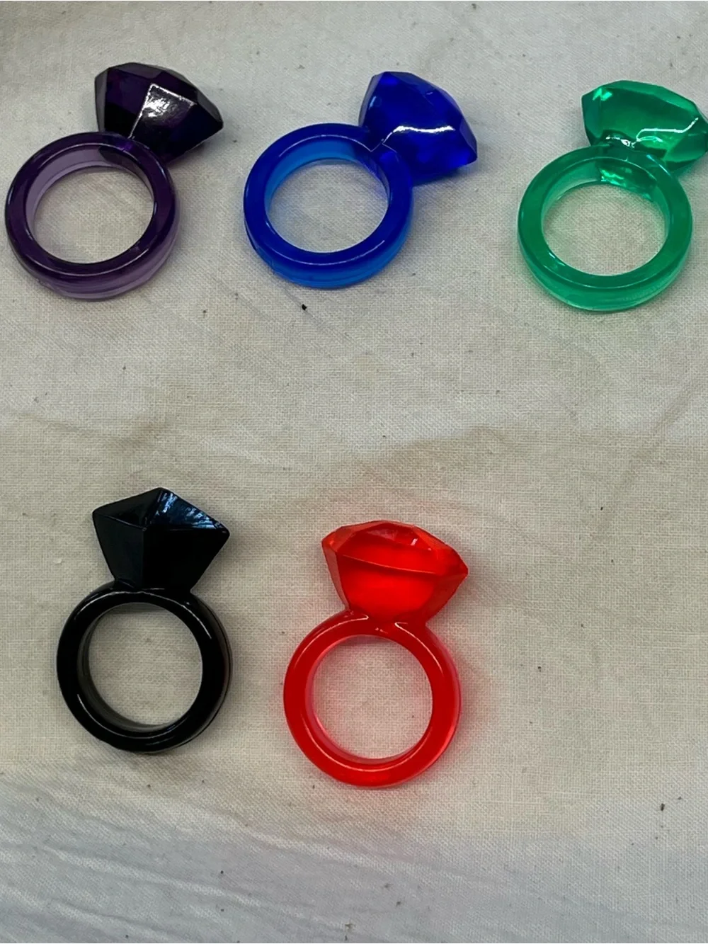 5 Pretty Pretty Princess Ring Lot REPLACEMENT JEWELRY Black Blue Green Pink Set
